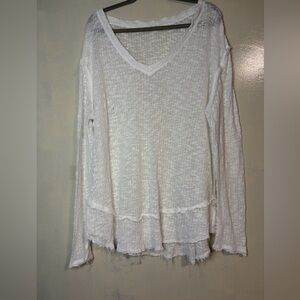 Free People Ocean Air Hacci Thermal
Pullover Size Large Ivory oversized